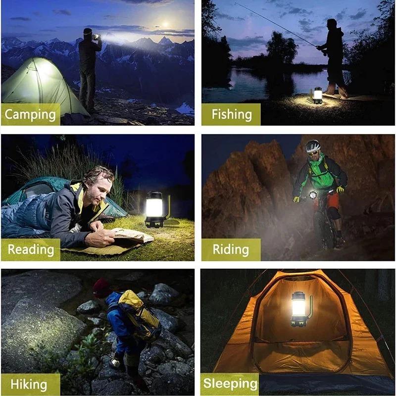 Camp Lamp LED Camping Light USB Rechargeable Flashlight Dimmable Spotlight Work Light Waterproof Searchlight Emergency Lantern