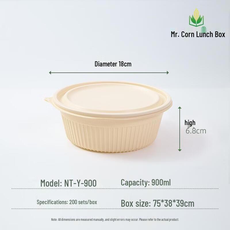 Mr. Corn Starch Disposable Round Takeaway Bowl
