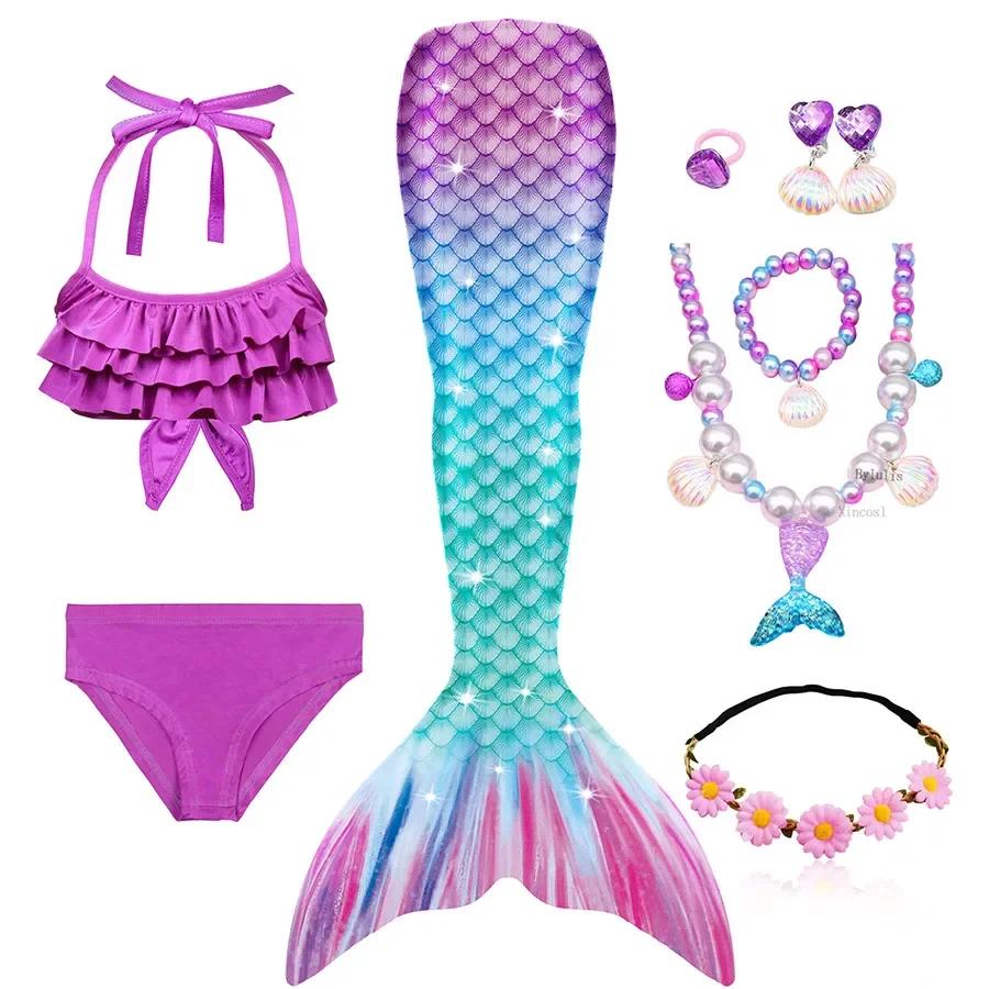 Queues de sirène fantaisie pour la natation pour filles Le petit poisson-chat Maillot de bain Maillot de bain Piscine Natation Costumes de Cosplay d'Halloween 110 (3-4T)