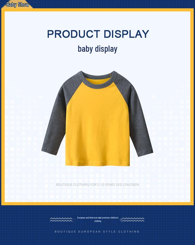 27kids 2024 Autumn Kids Long Sleeve Round Neck T-shirt - Solid Color Children's Clothing