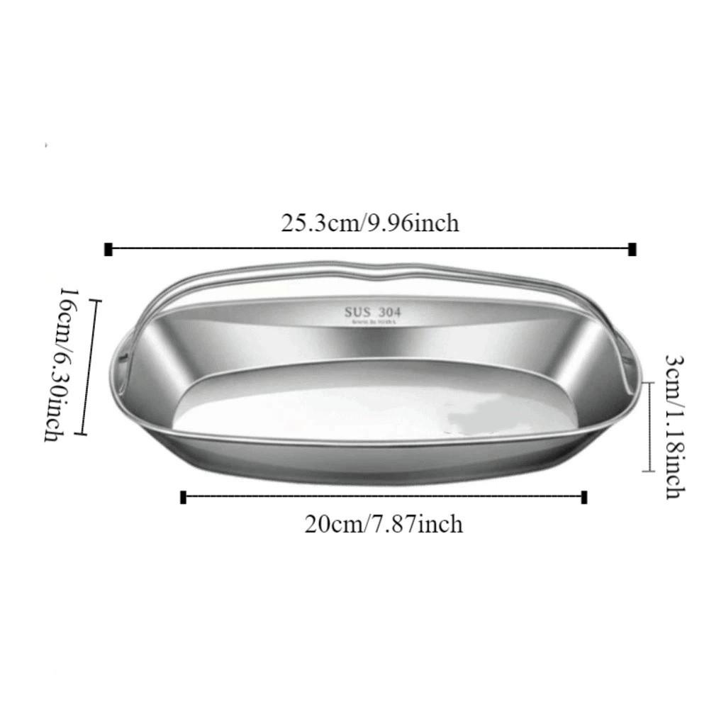Heat-resistant Fish Serving Plate Stainless Steel Steaming Tray Durable Serving Tray  Cooking