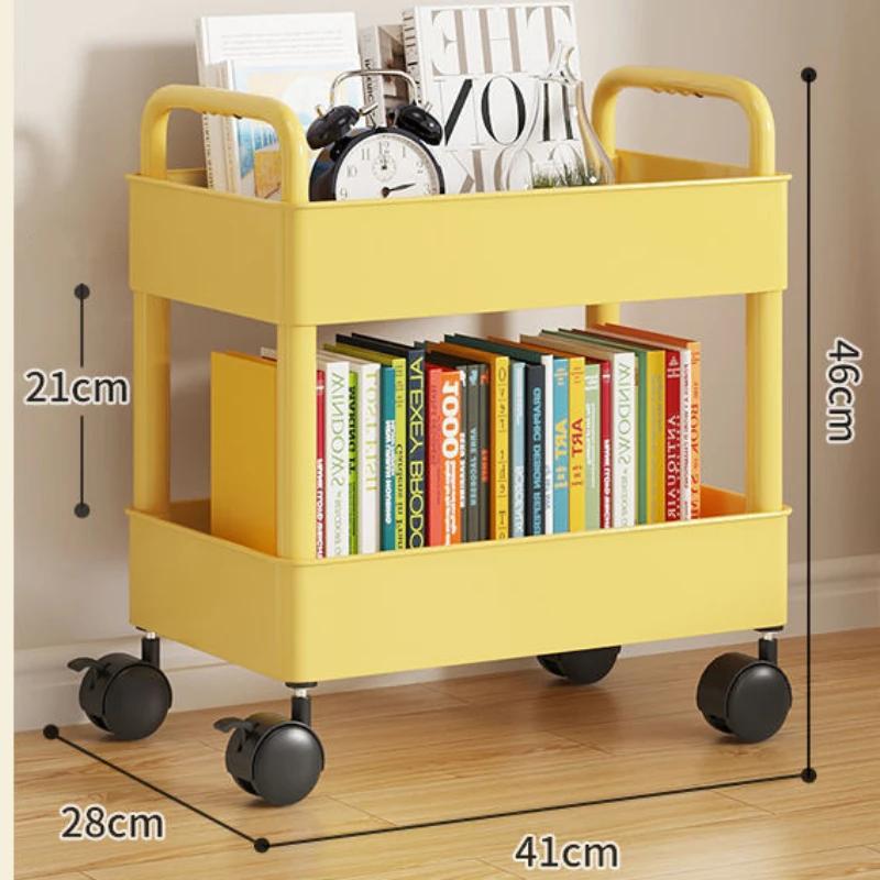 2 Tier Mobile Cart Organizer for Kitchen Bathroom Bedroom with Casters Storage Rack Trolley Home Accessories