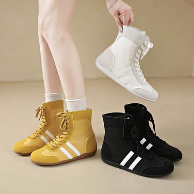 Flat-bottomed High-top Shoes Women's 2025 Spring and Summer New Versatile Casual Shoes Lace-up Short Boots Thin Boots
