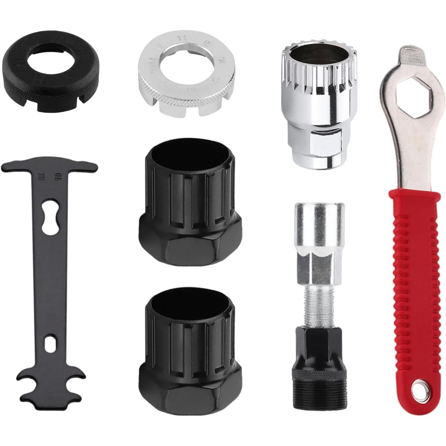Crank Extractor Puller, Bike Crank Removal Tool,Includes Crank Puller,Freewheel Tools and Chain Checker,Bicycle Repair & Mountain Bike Maintenance 8-Pack