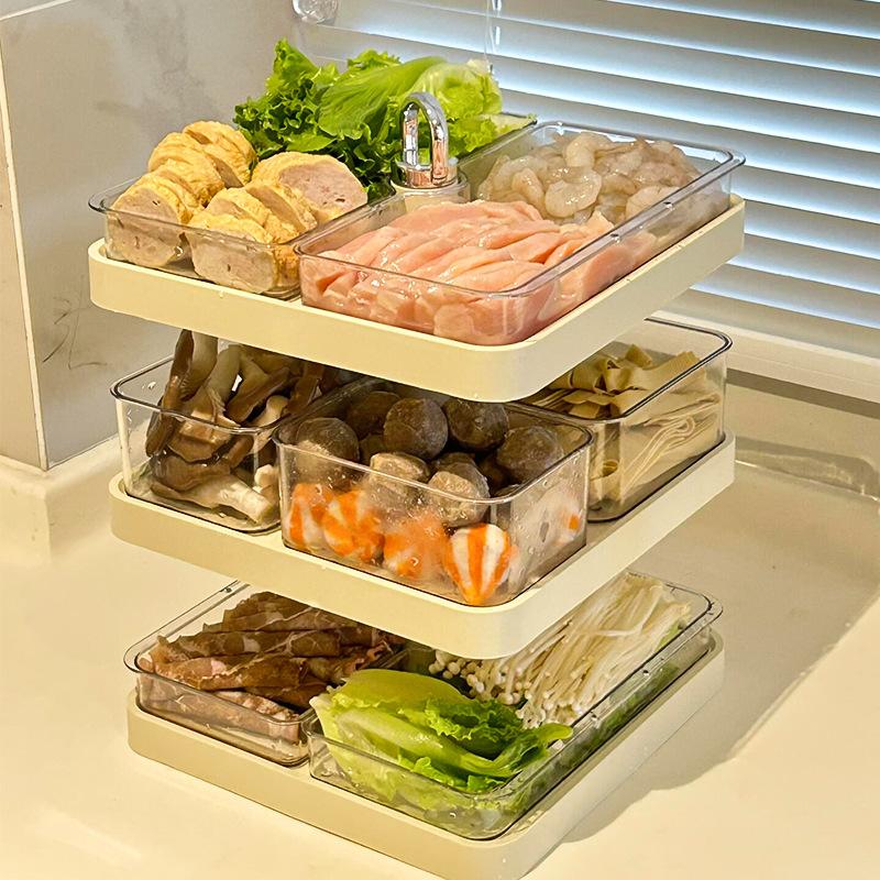 

Hotpot Side Dishes, Household Split Tableware, Storage Racks, Multi-layer Tableware Preparation Tools, Large Capacity Trays