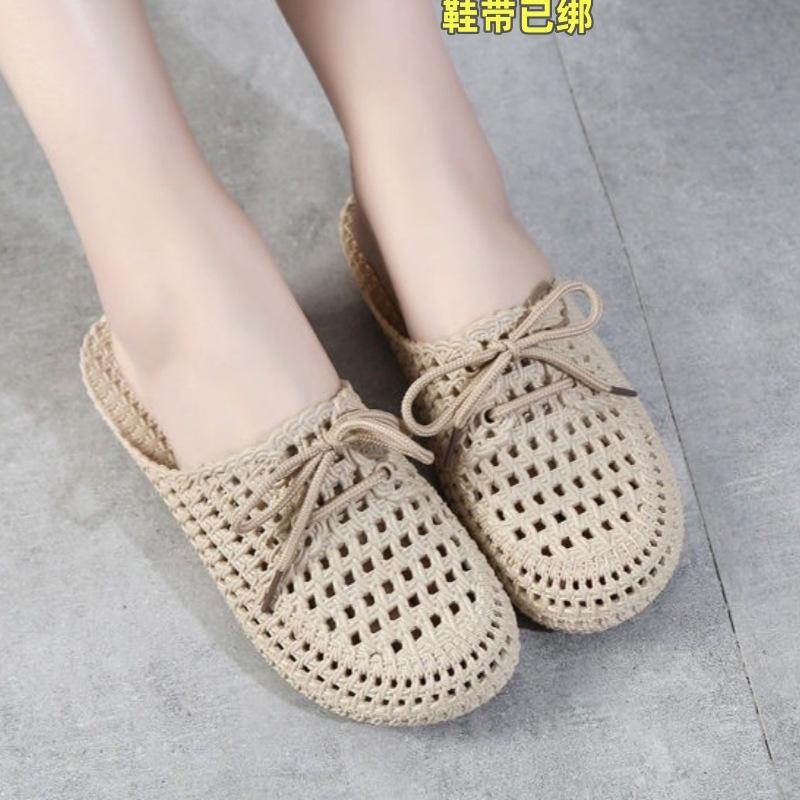 New Summer Baotou Flat-bottomed Hole Shoes Home Indoor and Outdoor Cool Slippers Lazy Student Beach Mop