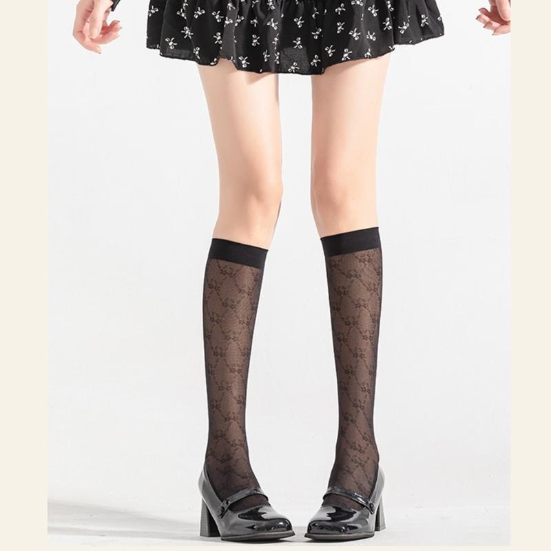 Womens Girls Sheer Knee High Socks Summer Spring Knee High Stockings Nylons Silk Stockings Sweet Cute Calf Socks Gifts