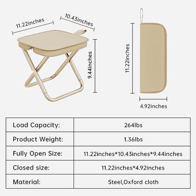 0.6kg Ultralight Folding Stool - 330lb Capacity Aerospace Aluminum (Camping/Fishing/BBQ Essential)