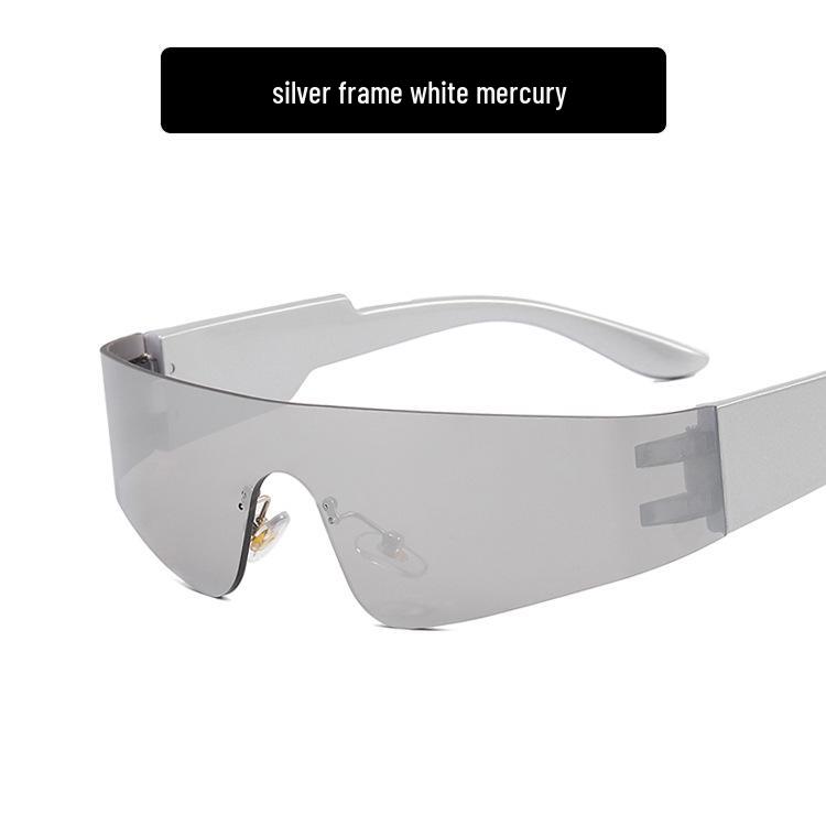 

Футуристичні безрамкові жіночі панк спортивні сонцезахисні окуляри - тренд 2022 As shown in image