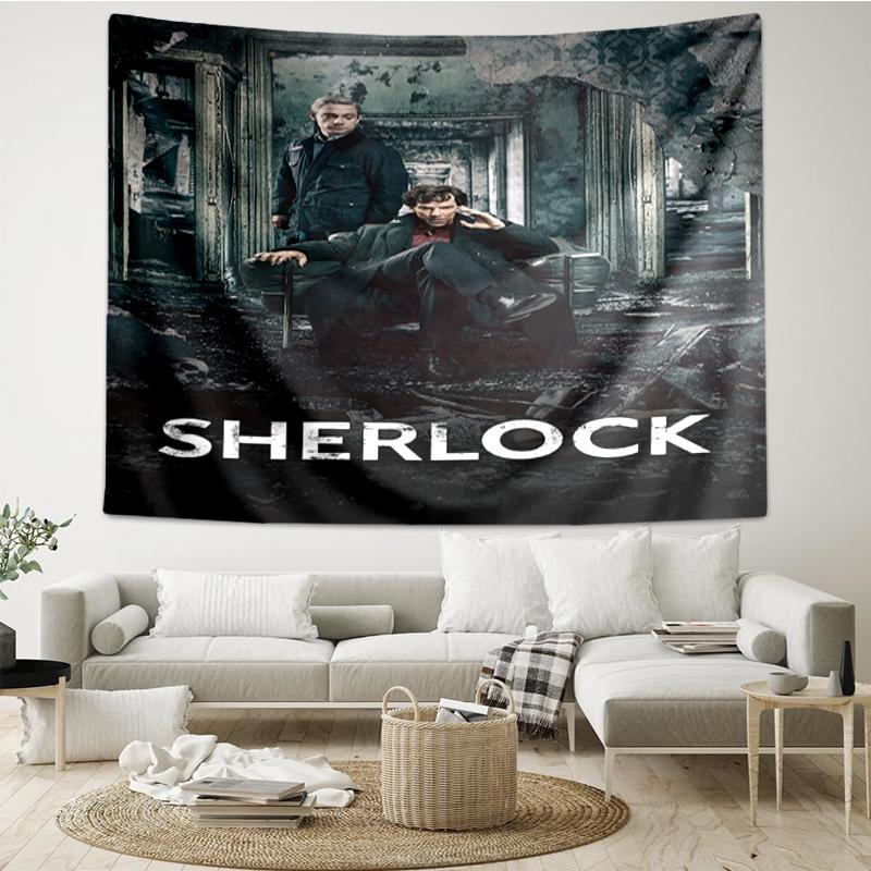 Sherlock Holmes Print Tapestry, Backdrop, Easy Setup, Ideal for Bedroom, Office & Living Room, with Aesthetic Wall Hanging Decor.