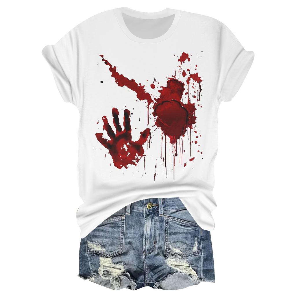 Dámské ležérní tričko s kulatým výstřihem a krátkým rukávem s halloweenským potiskem