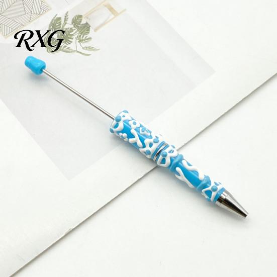 Cute Cream Texture Pen DIY Beadable Pen, Plastic Beaded Black Ink Ballpoint Handmade Style for Students Teens Teachers School Office Supplies