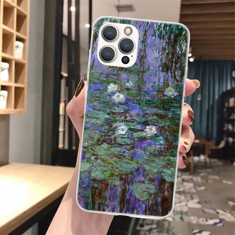 Claude Monet Garden Lotus Bridge Silicon Phone Case for iPhone 17 16 16E 15 Pro Max 14 Plus 11 13 Mini 12 7 8 SE Air 17Pro Cover
