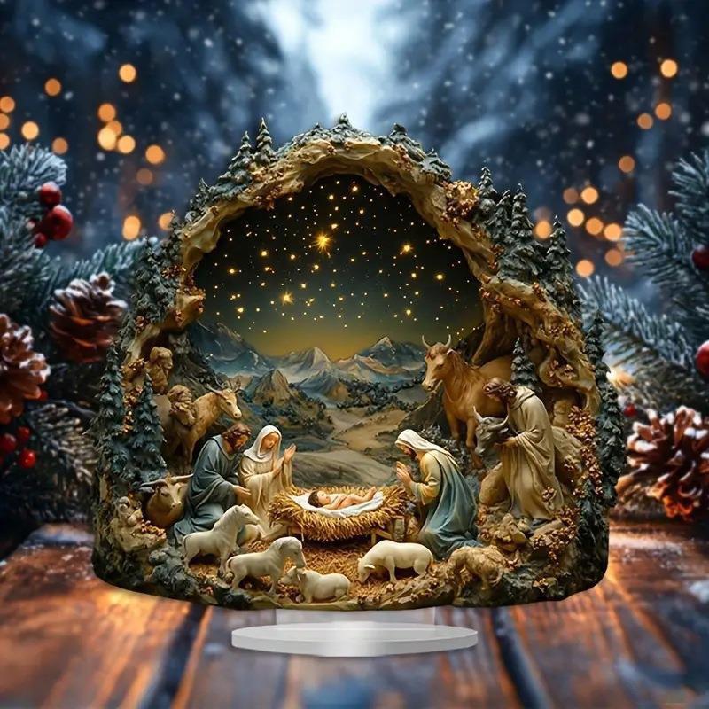 2026 New Nativity Jesus Birth Scene Xmas Table Centerpiece Accessory 2D Flat Acrylic for Home Office Decoration Party Ornment