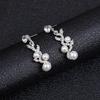 3pcs Korean Minimalist Zircon Zircon Set Plated Bridal Necklace Earrings Versatile Clavicle Chain Set for Weddings Everyday Wear
