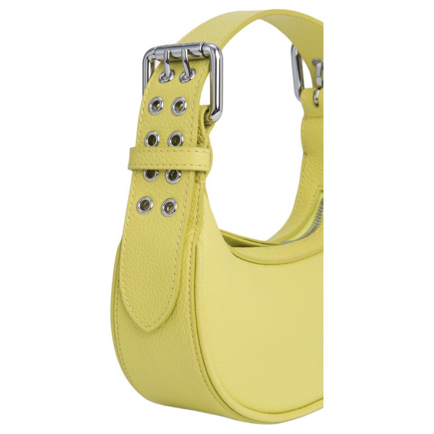 By Far Mini Soho Solid Color Zipper Closure Pebbled Leather Shoulder Tote Bag Small Women handbags Yellow-Apple 23SSMNSSAPLSGCSMA