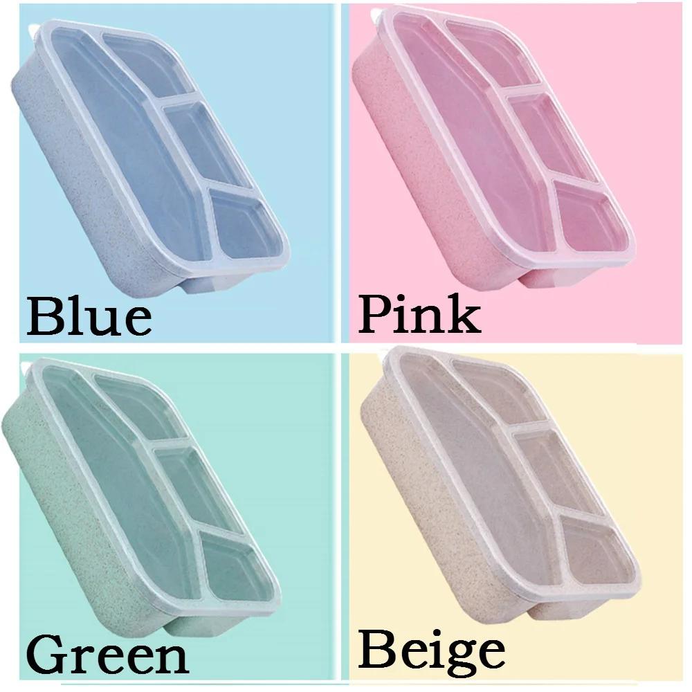 4 Compartments Fork Leak-Proof Microwave Bento Box Lunch Box Adult Lunch Containers Toddler Convenience Small Tools Accessory