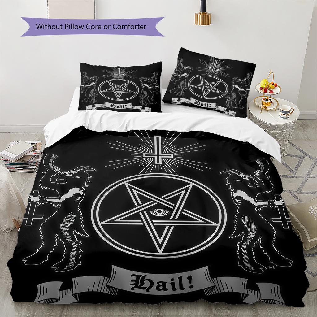 Satan Symbol Pattern Bedding,Quilt Set Quilt Cover Pillowcase Home Birthday Gift (1 * duvet cover + 2 * pillowcase, without core)