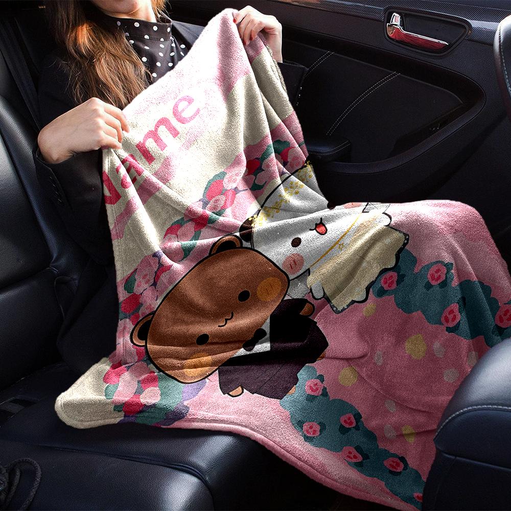 Custom Name Bubu Dudu Theme Printed Blanket - Perfect for Couch, Bed, Travel & Outdoor Use | Machine Washable, Cozy & Durable.
