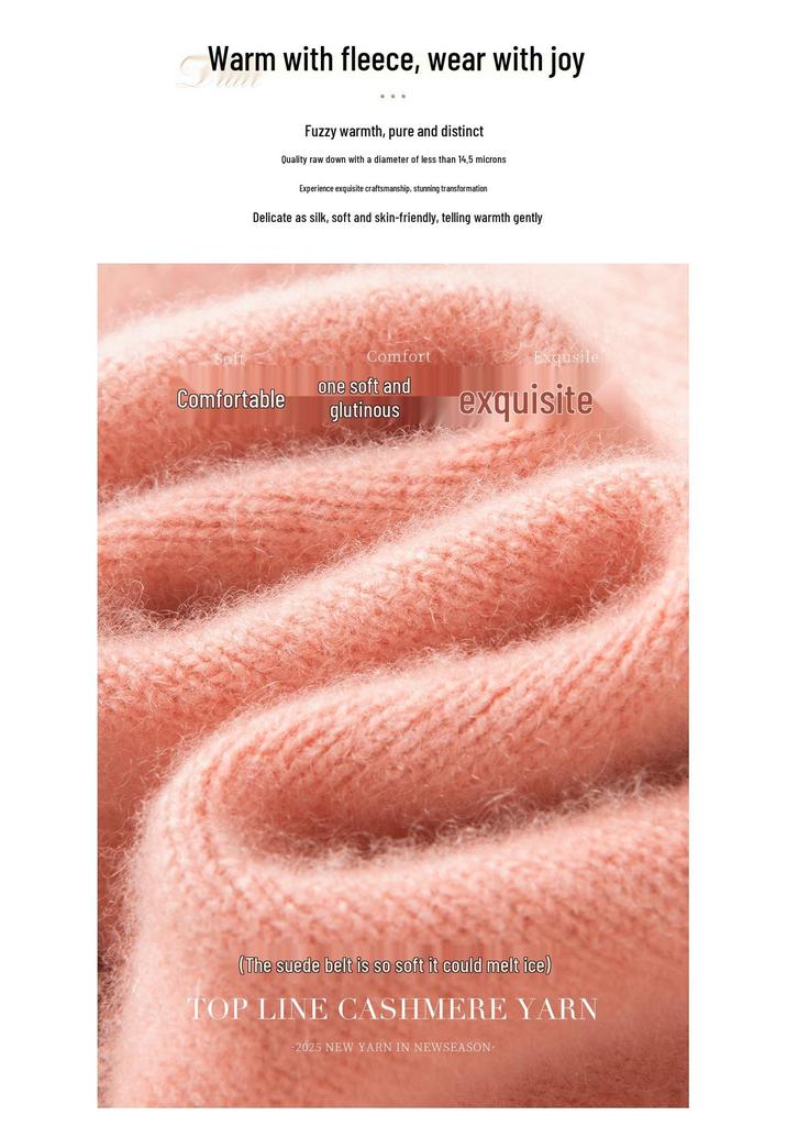 Women's Cashmere Knit Sweater - Solid Color, Half-High Collar, Loose Slimming Fit, Thick Drop Shoulder Sleeves for Autumn/Winter
