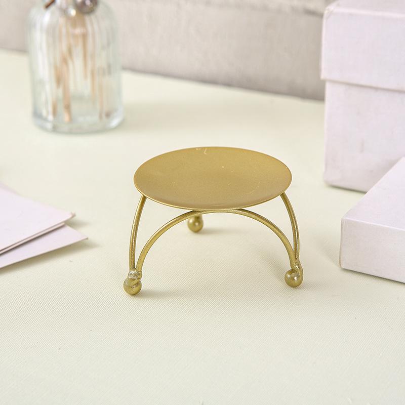 Gold and Black Round Metal Candle Holder Tray