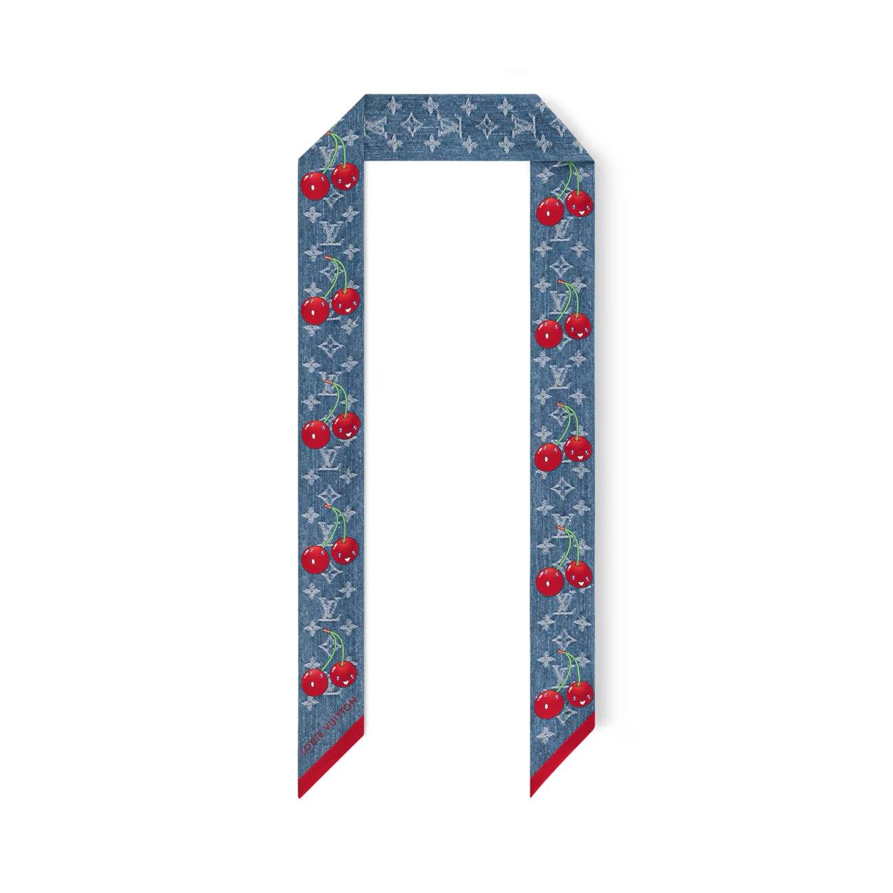 

Louis Vuitton X Takashi Murakami Collaboration Printed Design Cherry Headband Unisex Accessories Blue M96390 Box