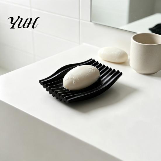 Drainage Soap Tray 3D Printed Dish, Minimalist Wave Design Bathroom Holder, Decorative Accessory Organizer Shower for Bathroom, Kitchen Sink,