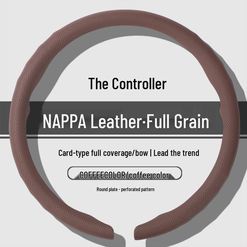Premium Nappa Leather Steering Wheel Cover - Anti-Slip, Breathable, Ultra-Thin, All-Season