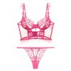 French Sexy Ultra Thin Underwear Women Lace Embroidery Flowers Bra Set Breathable Body Shap Bras and Thongs Sets Lingerie