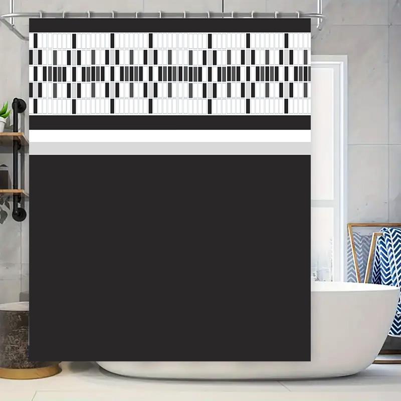 

Modern Black White Bath Shower Curtain Decorative Bathtub Liner For Home Bathroom Accessories Polyester Waterproof Shower Curtai 90x180cm