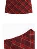 Women's Red Plaid High-Waisted Woolen A-line Skirt - Autumn/Winter 2025 Collection