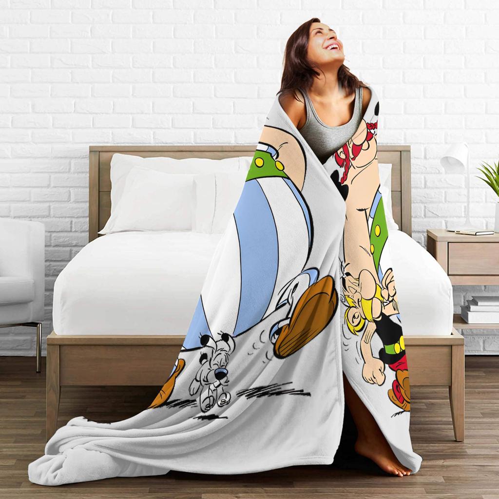 Deka Asterixe a Obelixe Korálový fleece Plyšová Jarní/Podzimní Lehká přehozová deka na doma, do auta Plyšová tenká přikrývka