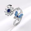 Butterfly Snowflake Enamel Spinner Ring For Women Adjustable Open Anxiety Relief Band Unique Stackable Jewelry Set