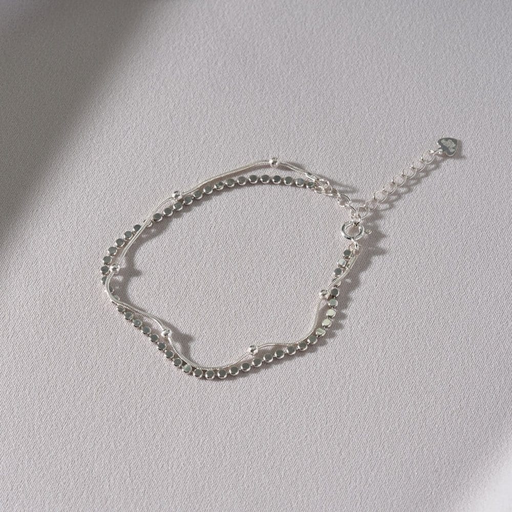 Mimi.J Jewelry 925 Silver Full Moon Double-Line Bracelet