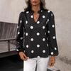 European and American New Polka Dot Print Long-sleeved Top