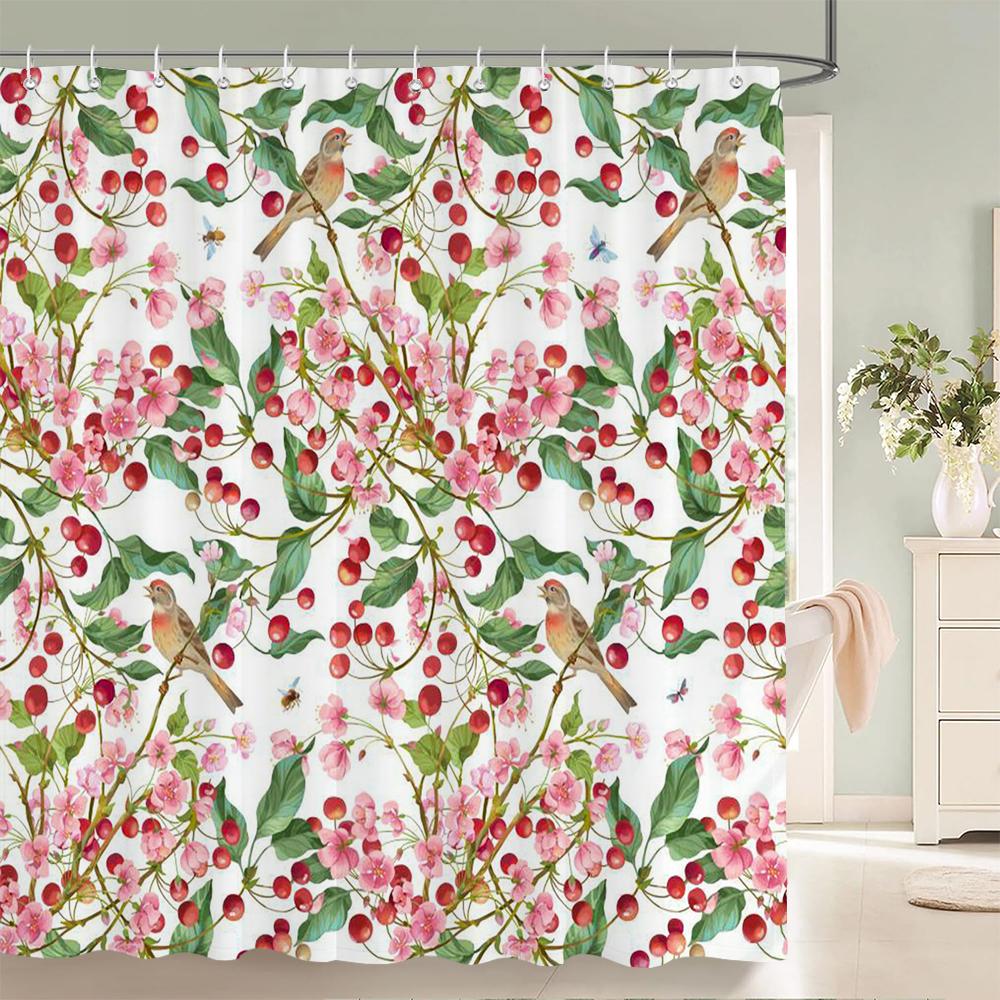 1 pièce Rideau de douche en tissu polyester à motif floral coloré Tissu imperméable Rideau de salle de bain Rideau de séparation anti-moisissure