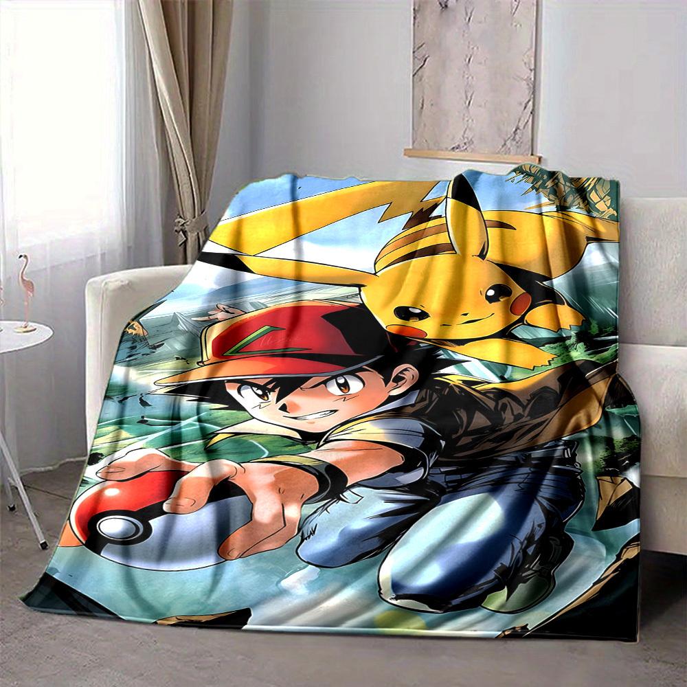 

1pc Pokémon Trainer Pikachu Soft & Warm Flannel Blanket, Multi-Purpose Throw Blanket for Couch, Sofa, Office, Bed, Camping, Travel 80x120cm