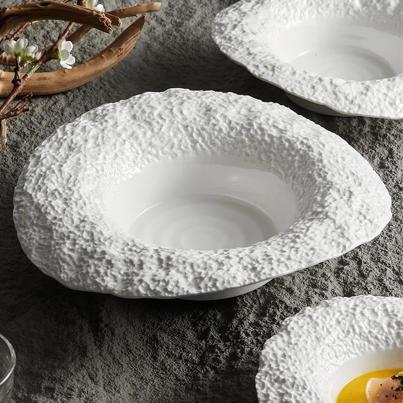pattern straw hat bowl pasta  ceramic salad  domestic mushroom soup plate deep  senior sense club dinner plate