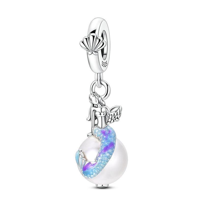 Brandneue Authentische Originale Kupfer Metall Blaue Charm-Perlen-Komponenten Mond Schmetterling Kristallkugel-Perlen-Komponenten Anhänger-Perlen-Komponenten Kompatibel
