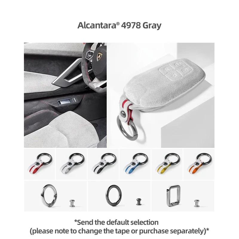 

Car Remote Key Case Cover for Ferrari F430 488 458 F12 Roma 812 F8 Auto Fob Made of Alcantara Keychain Keyring Protect Accessory 4978 Gray