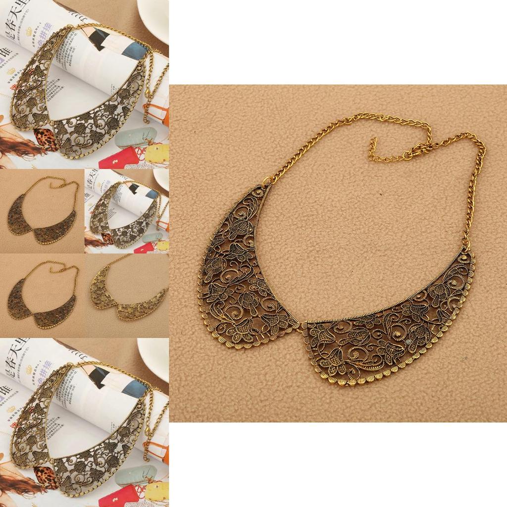 Vintage Alloy Hollow Out Necklace With Gold Finish For Artistic Fashion Enthusiasts