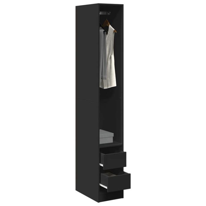 VidaXL Garde-robe noir 30x50x200 cm bois d'ingénierie, armoire de rangement, organisateur de garde-robe, armoire, placard, 3307739