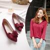 Spring New Single Shoes Women's Shoes Pointed Shallow Mouth Flat Heel Flat Bottom Bow