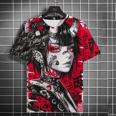 Men's T-shirt Summer Fashion Japanese Anime 3D Printing T-shirt Casual Round Neck Short Sleeve Plus Size Tees Top Women Clothing