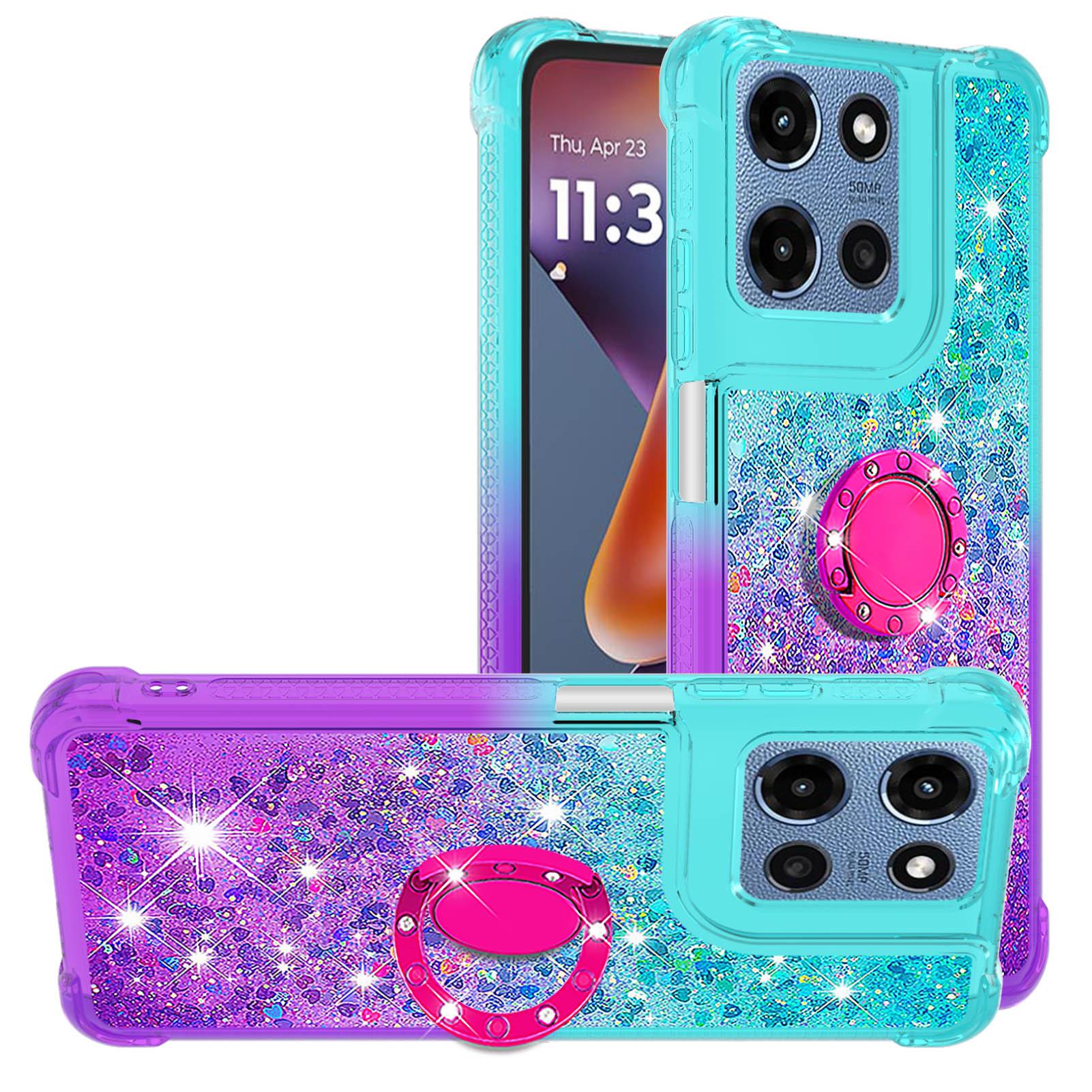 

Для Motorola Moto G Stylus 5G (2025) ТПУ чехол с подставкой Градиентный Зыбучий песок Противоударная крышка Sky Blue+Purple