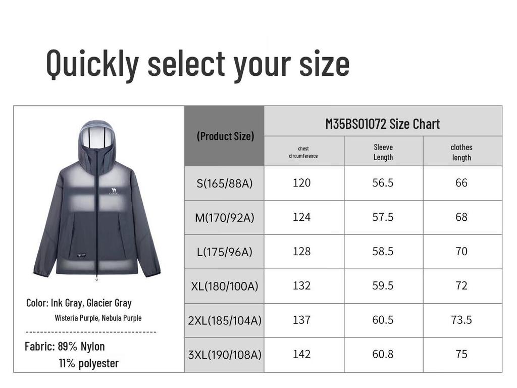 CAMEL Men's Hooded UPF50+ Sun Protection Jacket M35BS01072