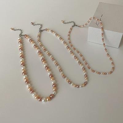 Collana di perle color caramella, leggera e di lusso, di alta qualità, da donna, elegante, francese, alla moda, con personalità e temperamento, versatile, con catena per clavicola.