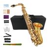 Yinfente Eb Flat Alto Saxophone 10 8 Hard Gold Finish Kit Reeds, Pads, Case,