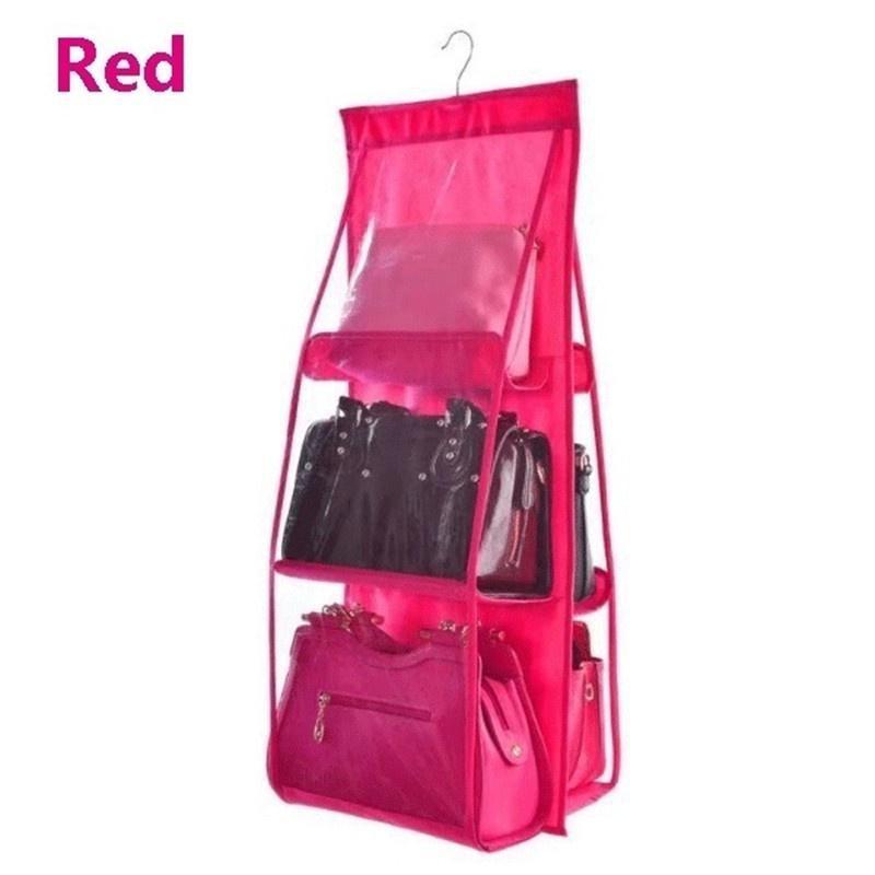 Double Side Transparent 6 Pocket Organizer Backpack Handbag Storage Bags Shoe Storage Bag Home Supplies Closet Rack Hangers