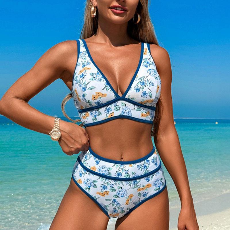 Neu Bikini Kontrast Farbe Bkinis Frauen Badeanzüge Bademode Push Up Zwei Stück